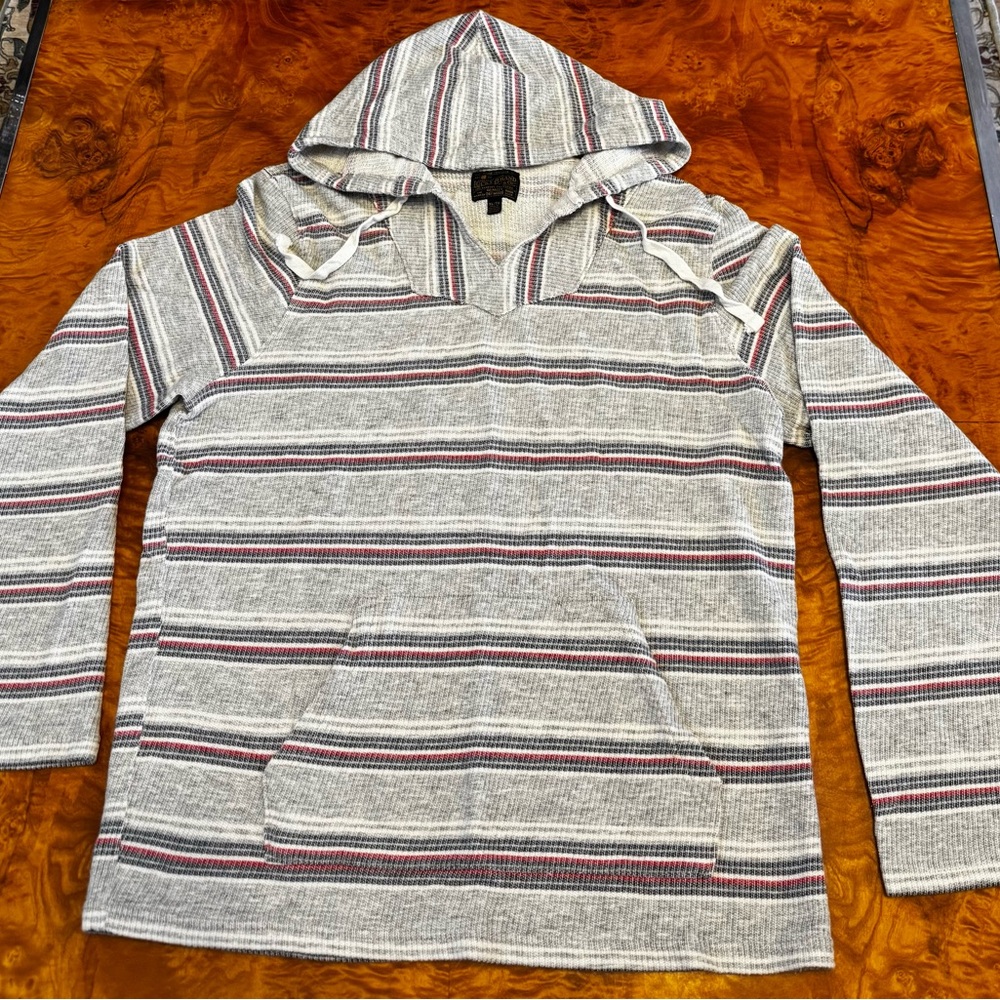 Lucky Brand Gray Striped Baja Hoodie